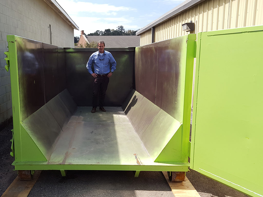 20 cubic yard dumpster side door open